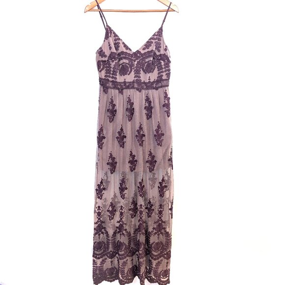 Altar’d State | Plum Purple Apololina Lace Mesh Overlay Maxi Dress | Size Small - Picture 8 of 16
